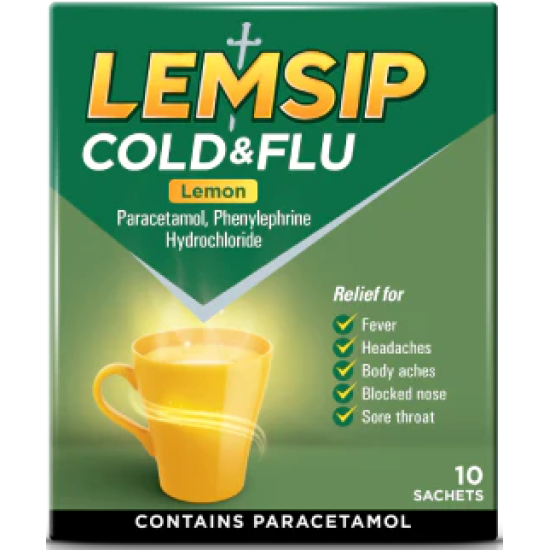 Lemsip Cold & Flu Lemon (10 Sachets)