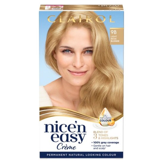 Clairol Nice'n Easy Crème Oil Infused Permanent Hair Dye 9B Light Beige Blonde
