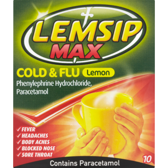 Lemsip Max Cold and Flu Relief - Lemon Flavour (10 sachets)