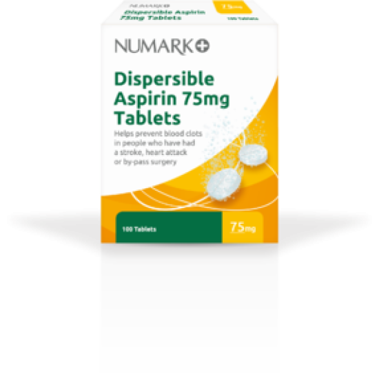 NUMARK OTC medicines aspirin dispersible tablets 75mg  100