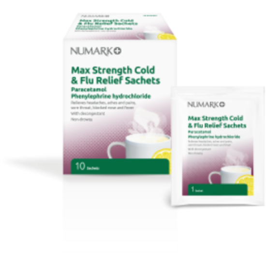NUMARK OTC medicines cold & flu relief max strength cold & flu sachets 1000mg/12.2mg  10
