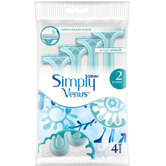 GILLETTE razors, blades & trimmers venus simply 2 disposable razors with moist strips  4