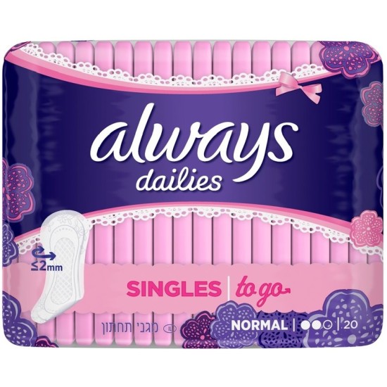 Always Dailies Normal To Go 2mm Panty Liners (20 Pack)