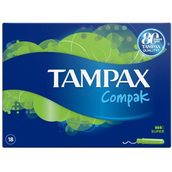Tampax Compak Super Applicator Tampons (18 Pack)
