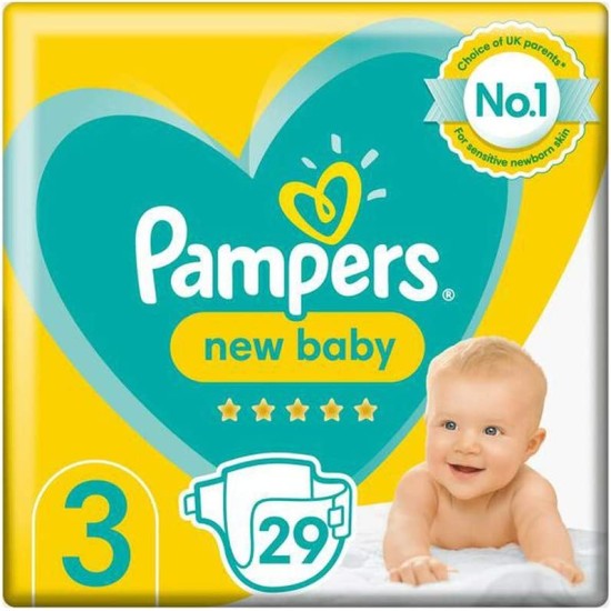 Pampers New Baby Size 3 Nappies Carry Pack (29 Nappies)