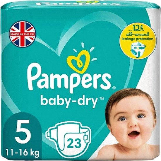 Pampers Baby-Dry Size 5 Carry Pack Nappies (23 Nappies)