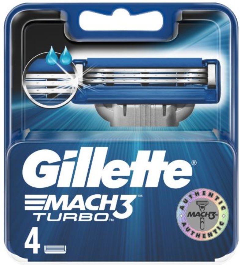 Gillette Mach3 Turbo Razor Blade Refills (4 Pack)